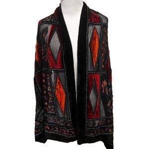Vintage Art Deco Stevie Nicks Scarf Witchy Whimsigoth Shawl Velvet Burn Out Wrap